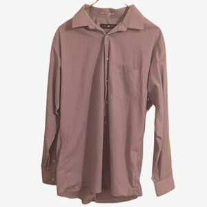 John Henry Mens Slim Fit Striped Dress Shirt Purple Button Down Collar Size 16.5